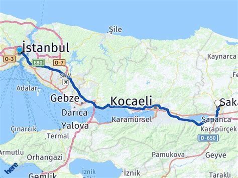 sakarya istanbul arası kaç km